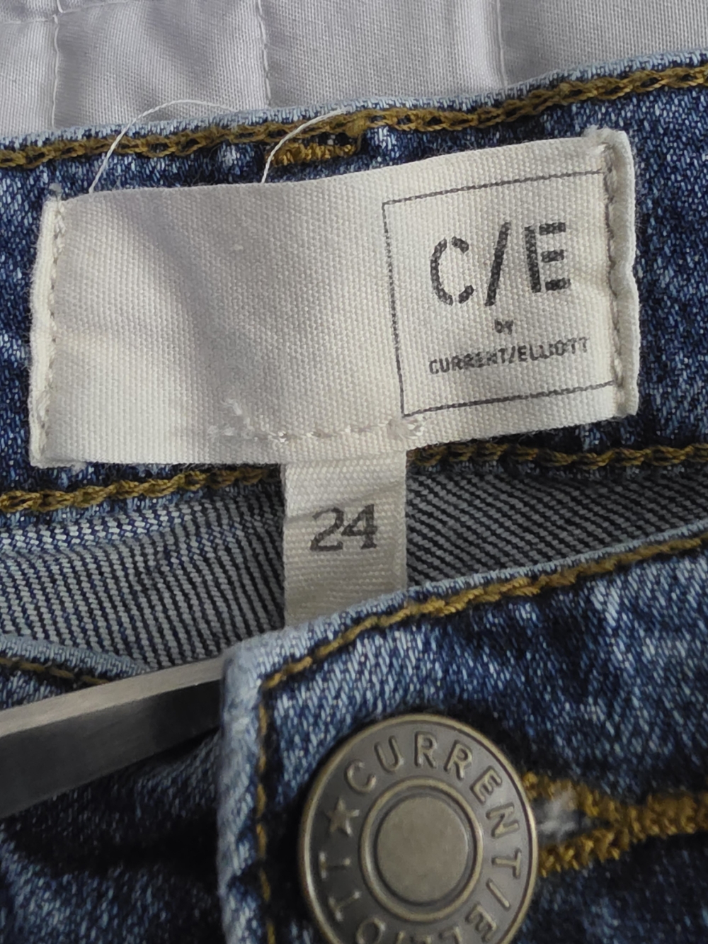 Current/Elliott High-Rise Relaxed Fit Jeans Medium Wash Raw Hem Womens 24 - Picture 7 of 8
